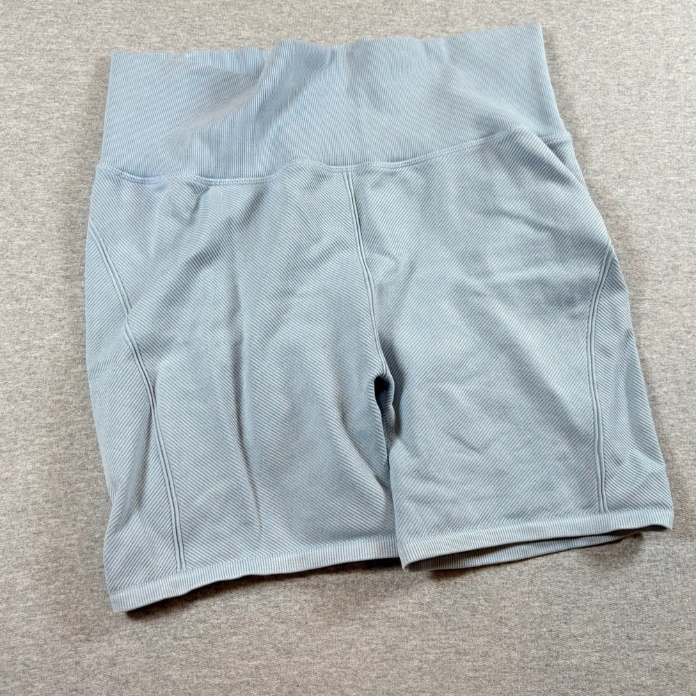 Yogalicious Shorts Womens Large Blue Rib Textured Mystic Muse Seamless Short